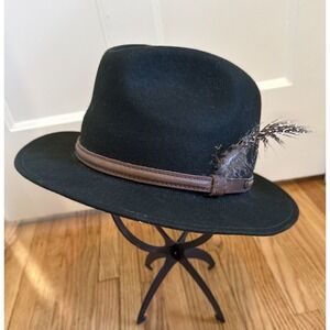 Wool German Dark Brown Ocktoberfest Style Collection Feather Hat Brim- RARE!